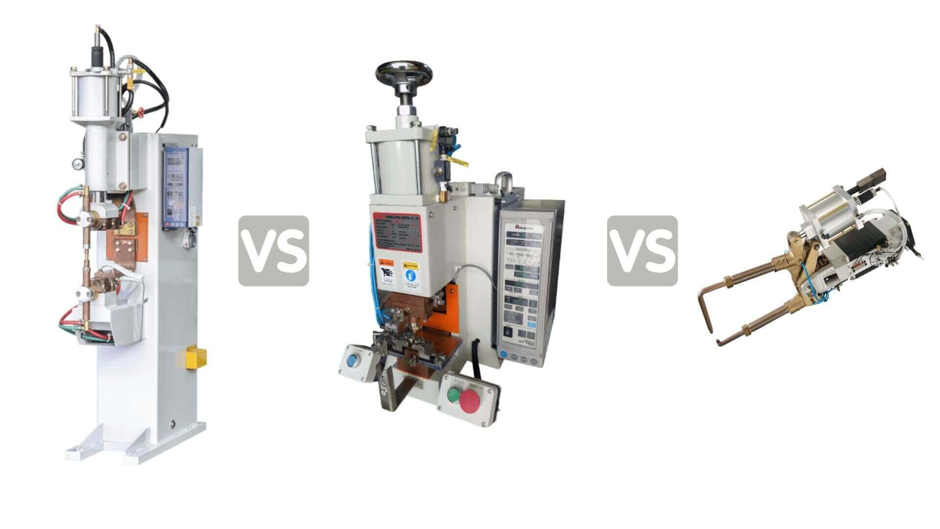 An image comparing three different types of spot welding machines